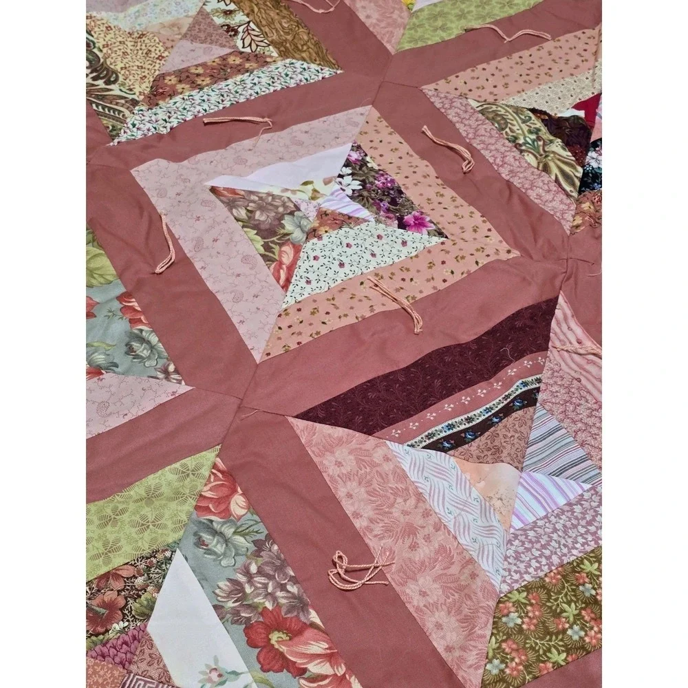 New Fresh Handmade Patchwork Quilt Pink Floral‎ Boho Body Throw Blanket /0189